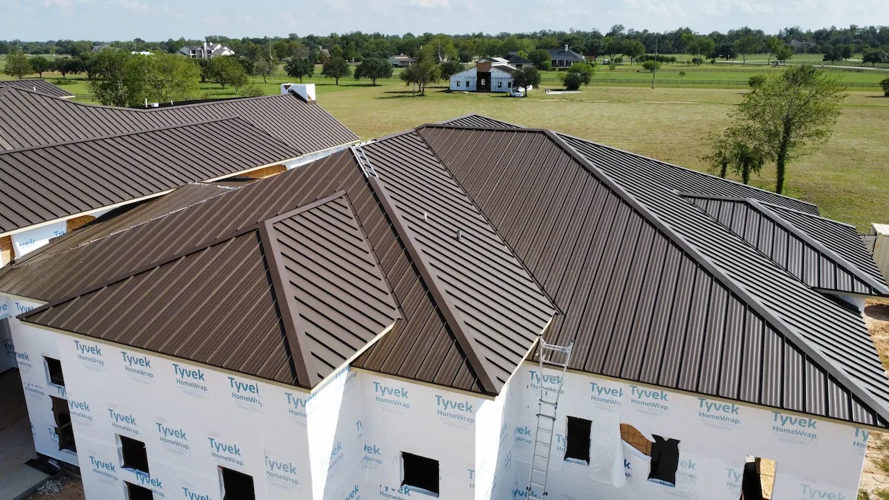 Standing seam roof on a new home